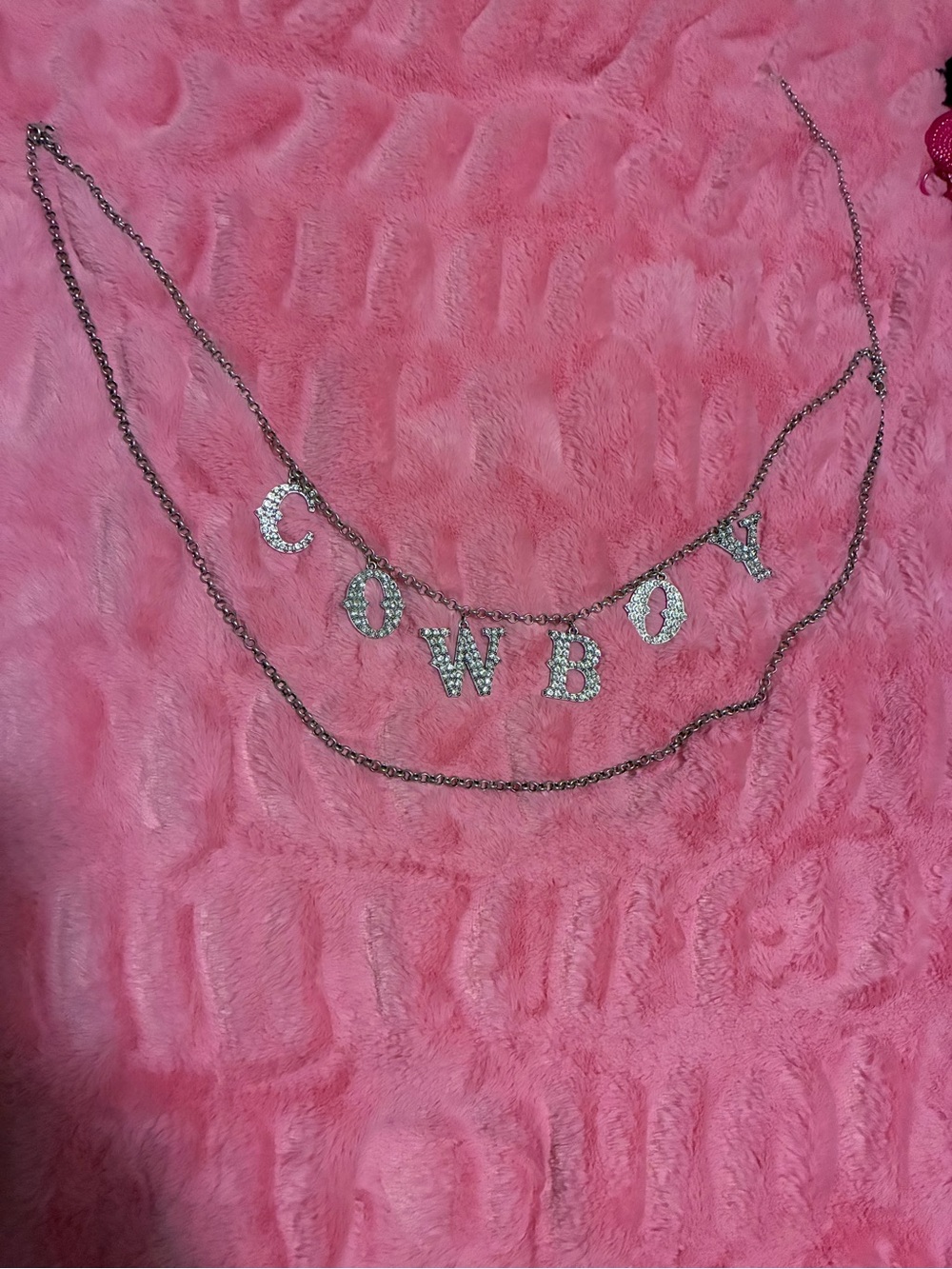 Rhinestone 'Cowboy' Letter Chain Belt - Silver